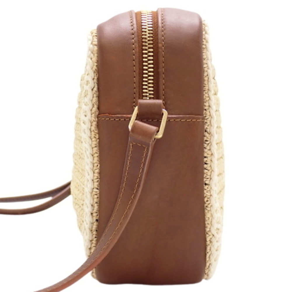 Saint Laurent Ysl Lou Camera Logo Straw Paris Brown Fringe - Picture 3 of 9